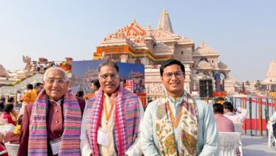 Photo of टीएमयू कुलाधिपति अयोध्या में बने धर्म ध्वजारोहण के ऐतिहासिक पलों के साक्षी